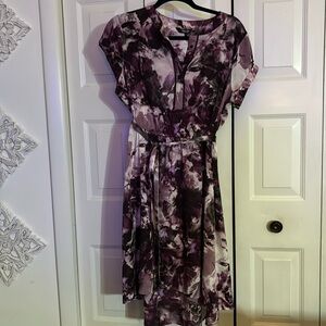 multi-color purple and maroon dress with belt